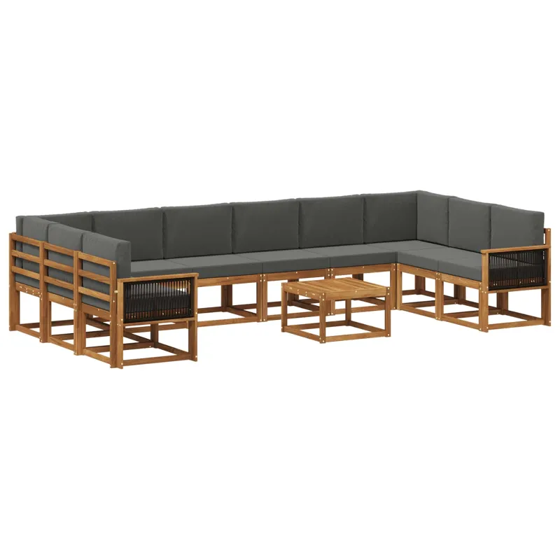Lauko sofos komplektas 11 pcs Natūralus ir antracitas