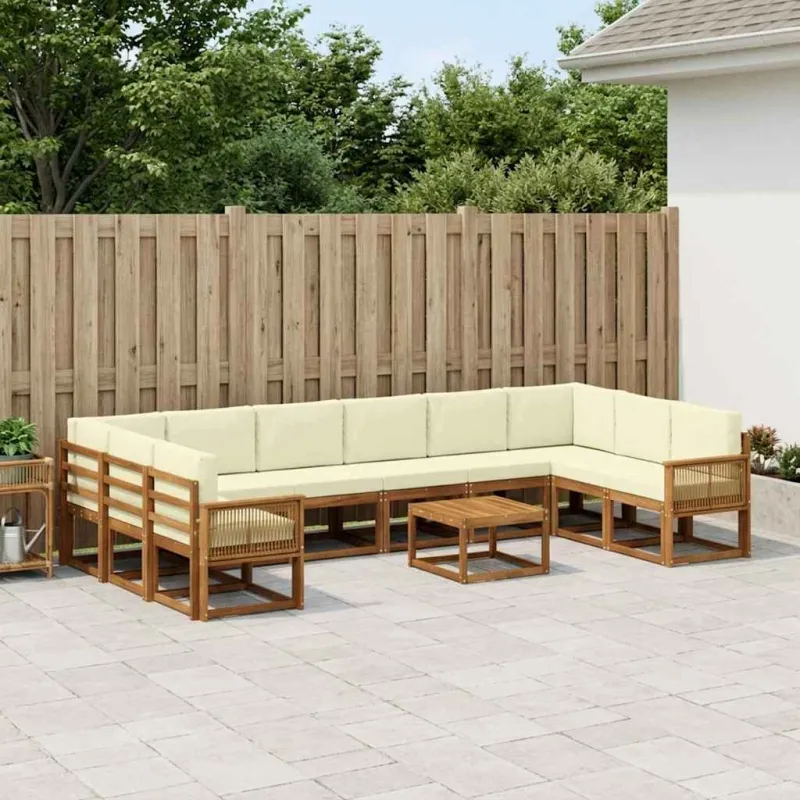 Lauko sofos komplektas 11 pcs Natūralus ir grietinėlė