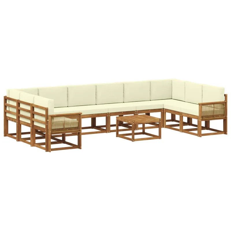 Lauko sofos komplektas 11 pcs Natūralus ir grietinėlė