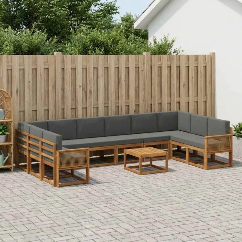 Lauko sofos komplektas 11 pcs Natūralus ir antracitas