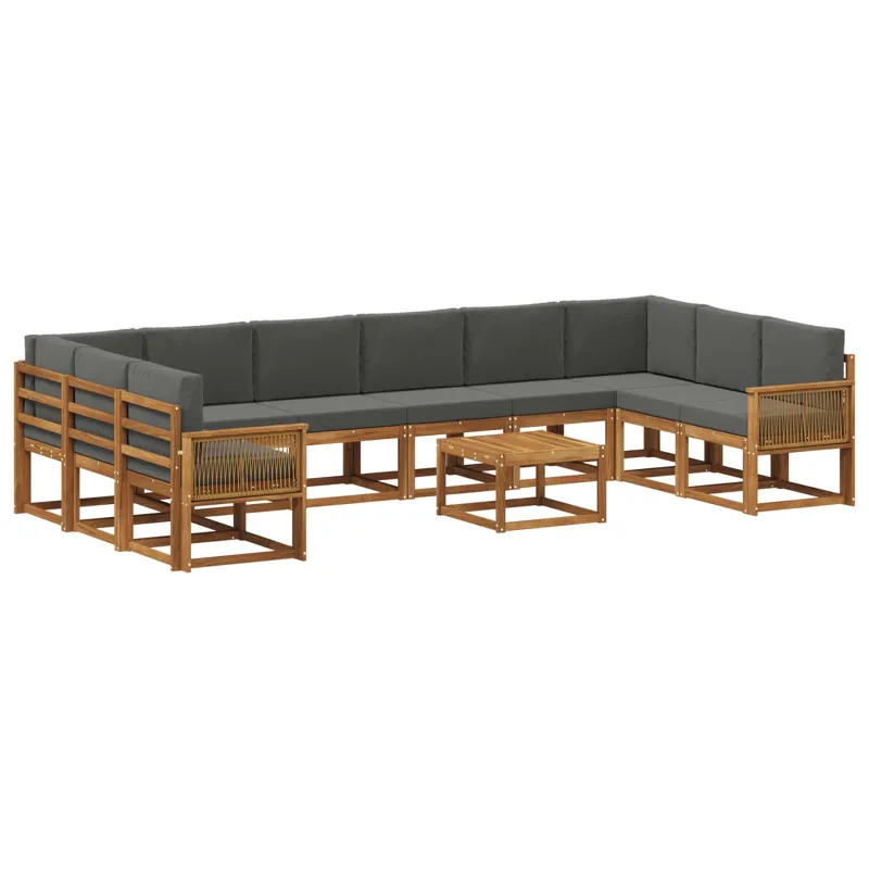 Lauko sofos komplektas 11 pcs Natūralus ir antracitas
