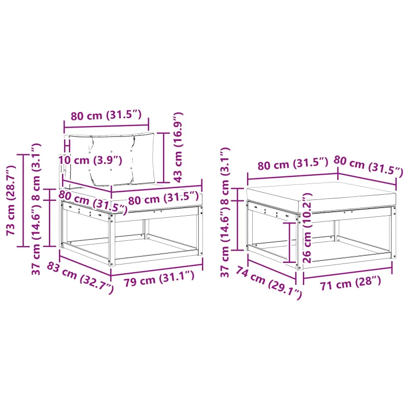 Lauko sofos komplektas 4 pcs Balta ir kreminė Poliesteris