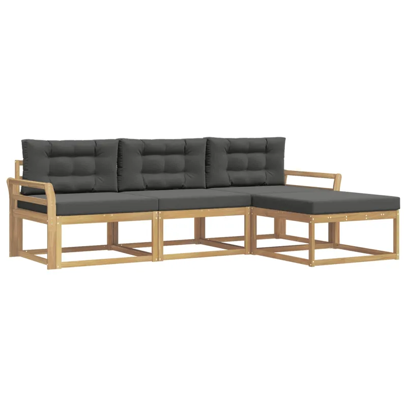 Lauko sofos komplektas 4 pcs Balta ir antracito Poliesteris