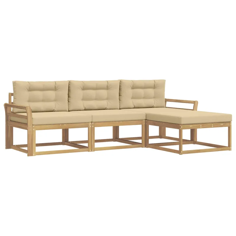 Lauko sofos komplektas 4 pcs Balta ir kreminė Poliesteris