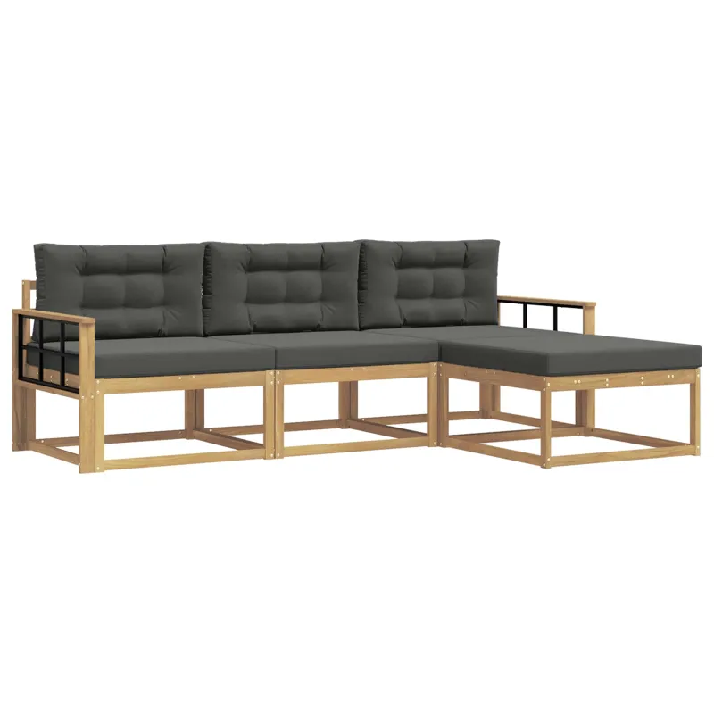 Lauko sofos komplektas 4 pcs Balta ir antracito Poliesteris