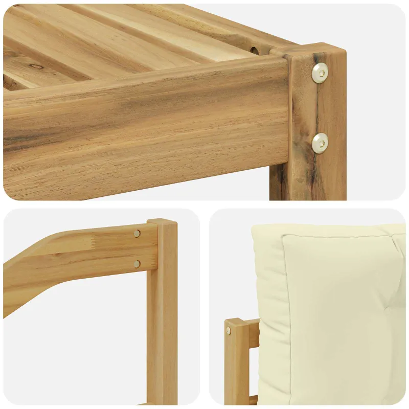 Lauko sofos komplektas 4 pcs Balta ir kreminė Poliesteris