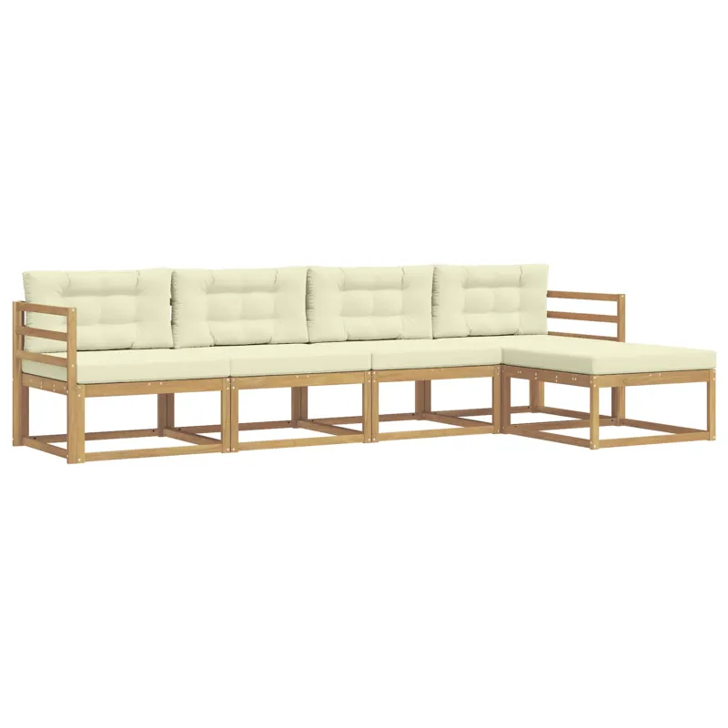 Lauko sofos komplektas 4 pcs Balta ir kreminė Poliesteris