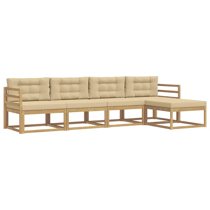Lauko sofos komplektas 4 pcs Balta ir kreminė Poliesteris