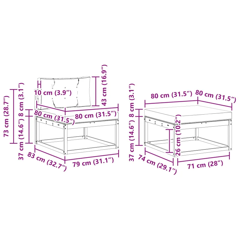 Lauko sofos komplektas 4 pcs Balta ir antracito Poliesteris