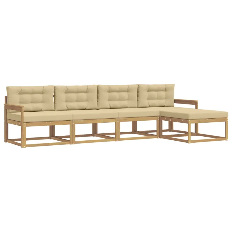 Lauko sofos komplektas 4 pcs Balta ir kreminė Poliesteris