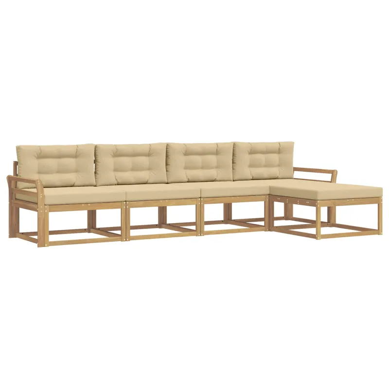 Lauko sofos komplektas 4 pcs Balta ir kreminė Poliesteris