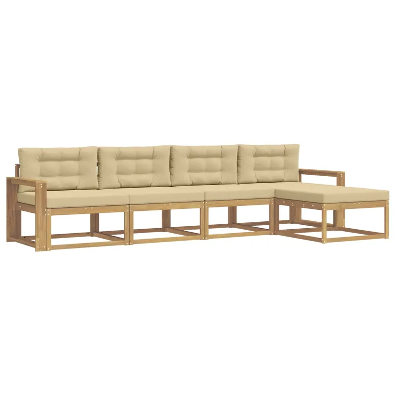 Lauko sofos komplektas 4 pcs Balta ir kreminė Poliesteris