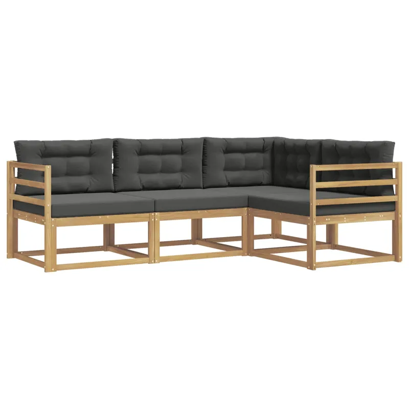 Lauko sofos komplektas 3 pcs Balta ir antracito Poliesteris