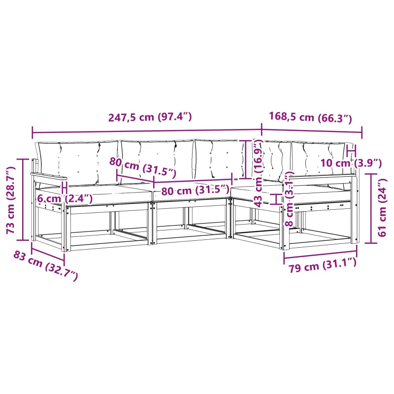 Lauko sofos komplektas 3 pcs Balta ir kreminė Poliesteris