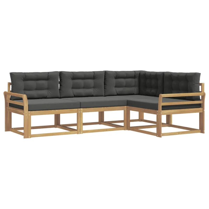 Lauko sofos komplektas 3 pcs Balta ir antracito Poliesteris