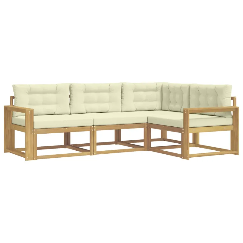 Lauko sofos komplektas 3 pcs Balta ir kreminė Poliesteris