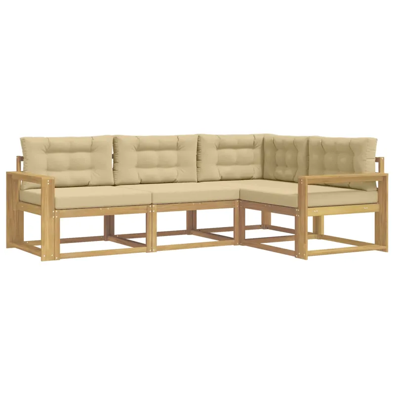 Lauko sofos komplektas 3 pcs Balta ir kreminė Poliesteris