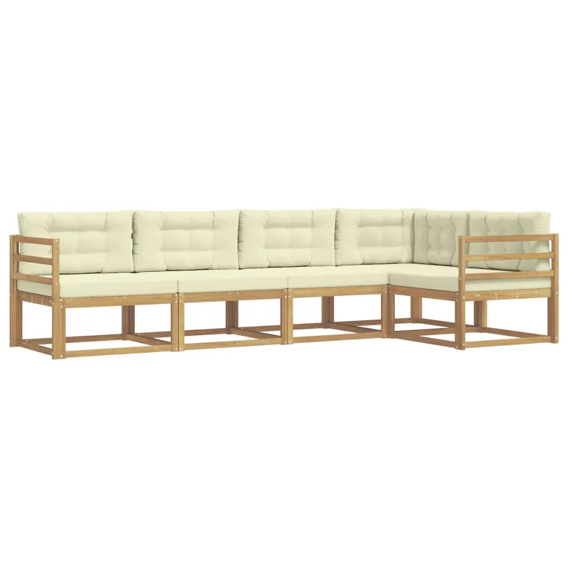 Lauko sofos komplektas 4 pcs Balta ir kreminė Poliesteris
