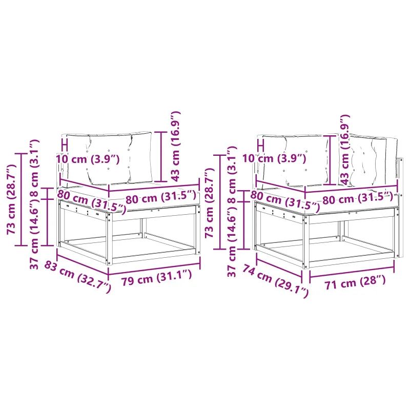 Lauko sofos komplektas 4 pcs Balta ir antracito Poliesteris