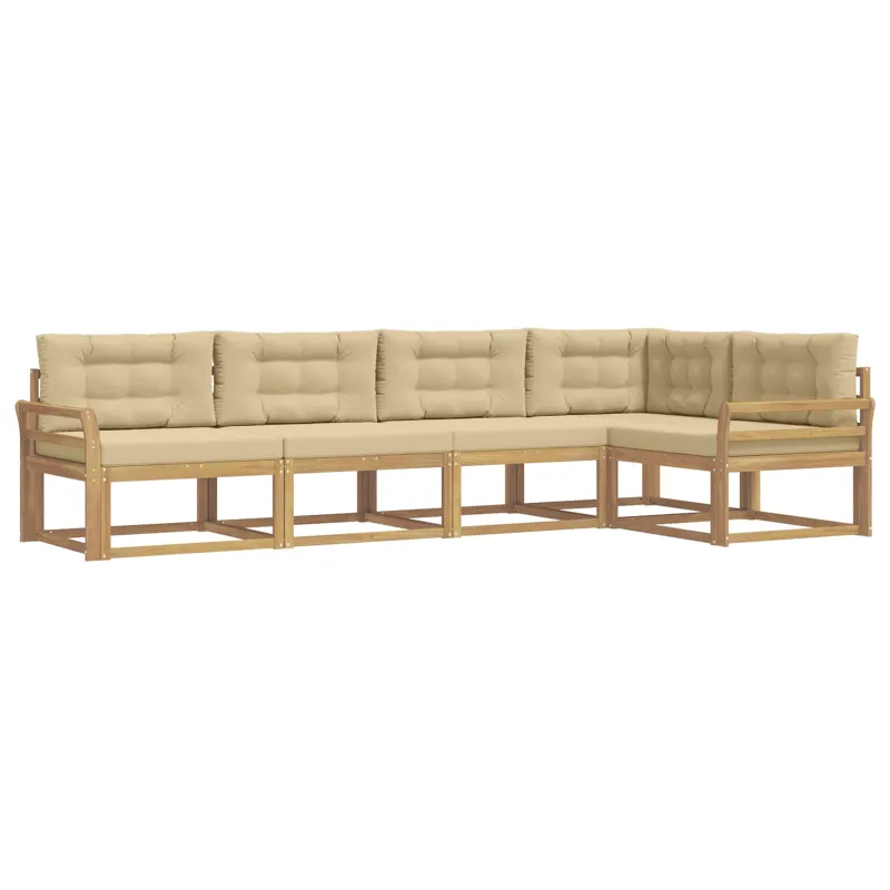 Lauko sofos komplektas 4 pcs Balta ir kreminė Poliesteris
