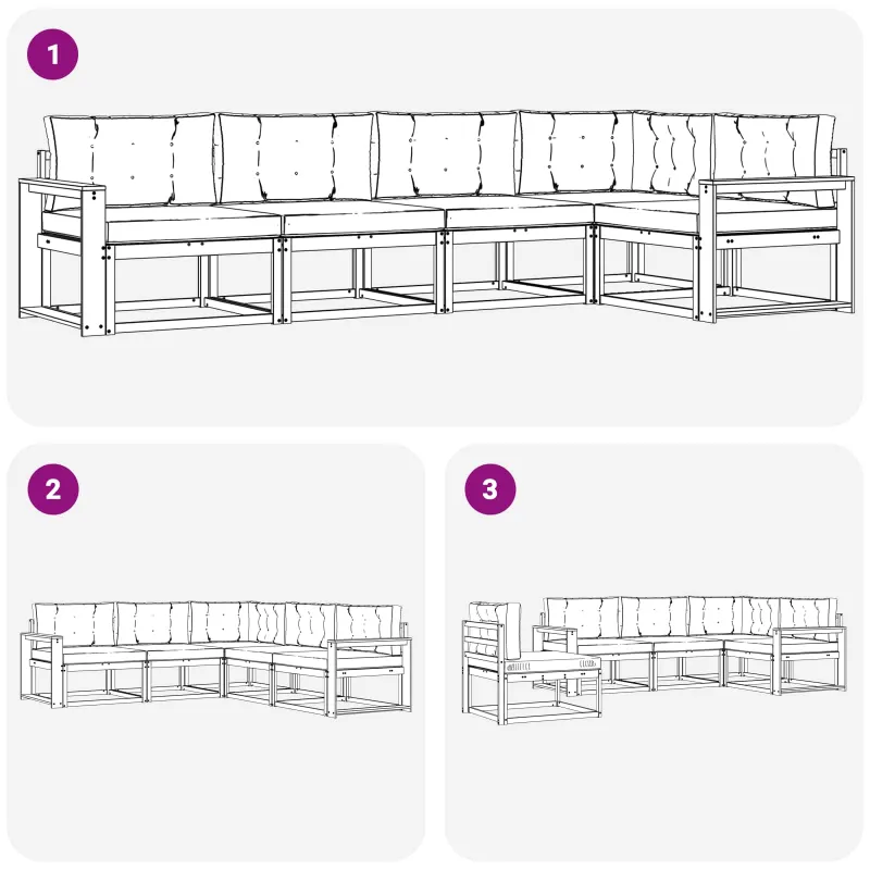 Lauko sofos komplektas 4 pcs Balta ir kreminė Poliesteris