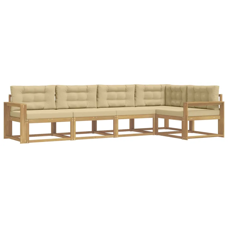 Lauko sofos komplektas 4 pcs Balta ir kreminė Poliesteris