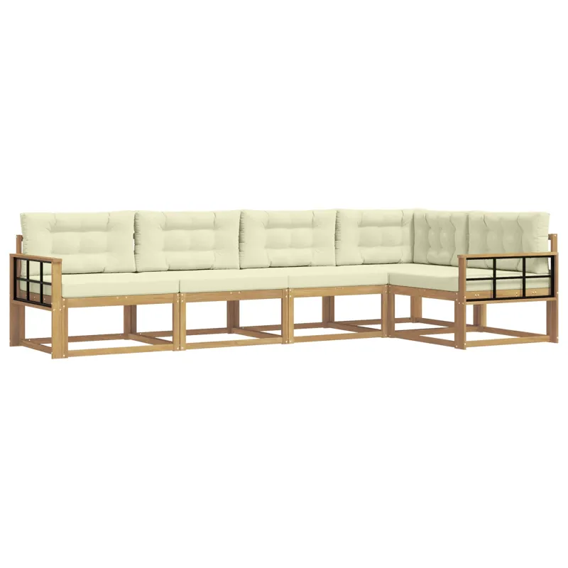 Lauko sofos komplektas 4 pcs Balta ir kreminė Poliesteris