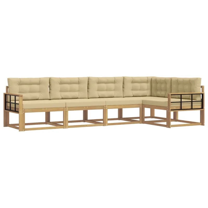 Lauko sofos komplektas 4 pcs Balta ir kreminė Poliesteris