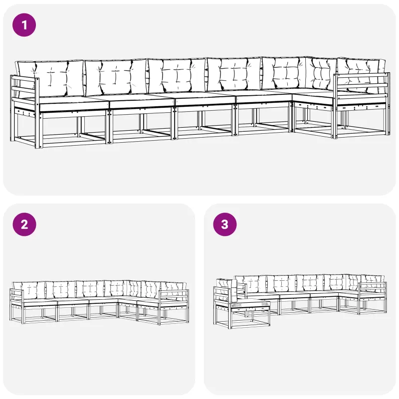 Lauko sofos komplektas 4 pcs Balta ir antracito Poliesteris
