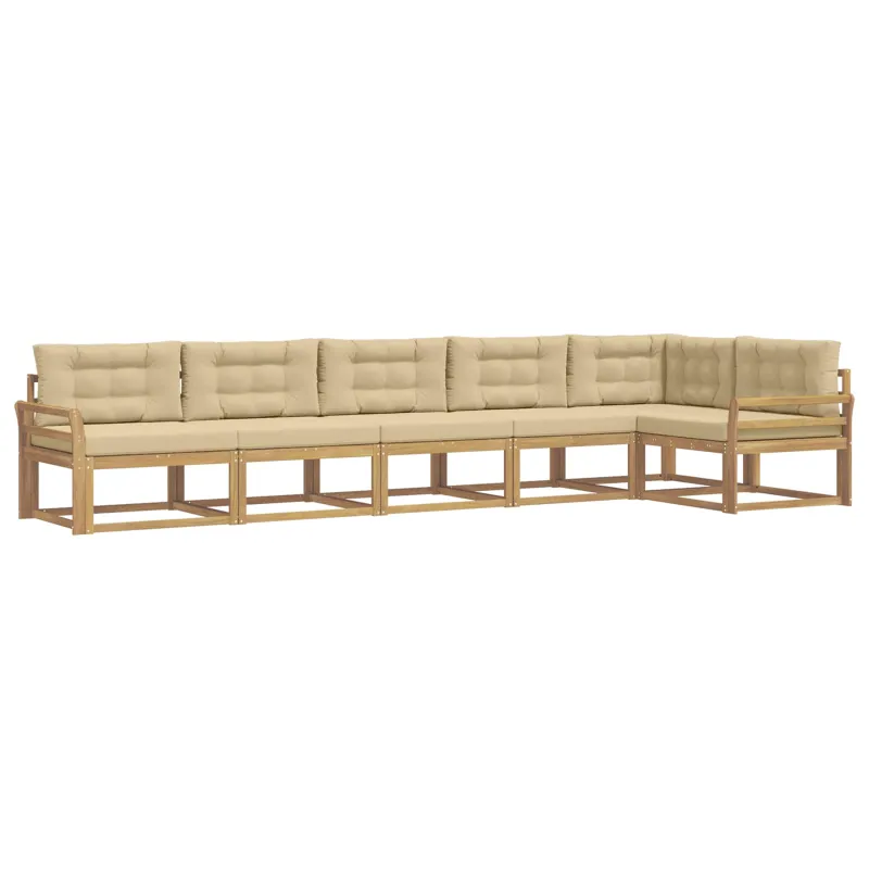Lauko sofos komplektas 4 pcs Balta ir kreminė Poliesteris