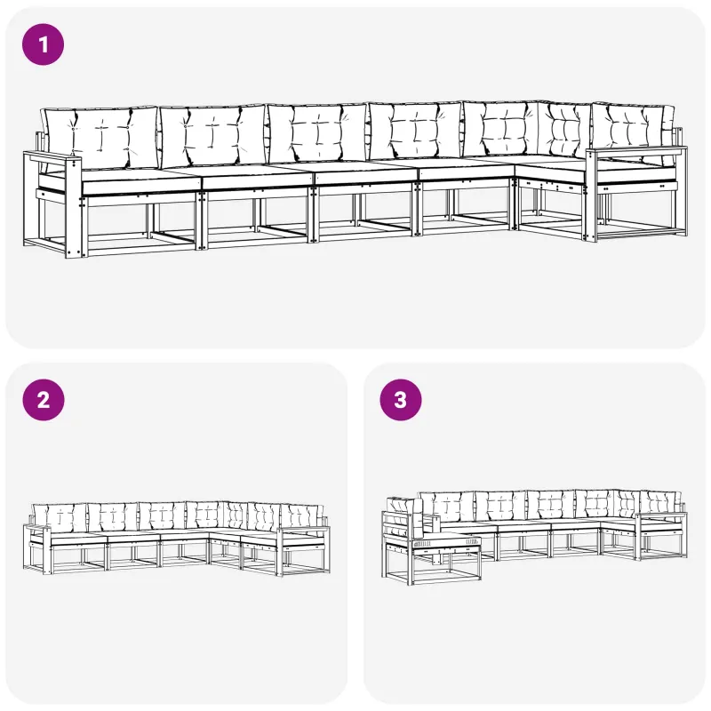 Lauko sofos komplektas 4 pcs Balta ir antracito Poliesteris