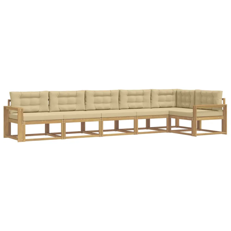 Lauko sofos komplektas 4 pcs Balta ir kreminė Poliesteris
