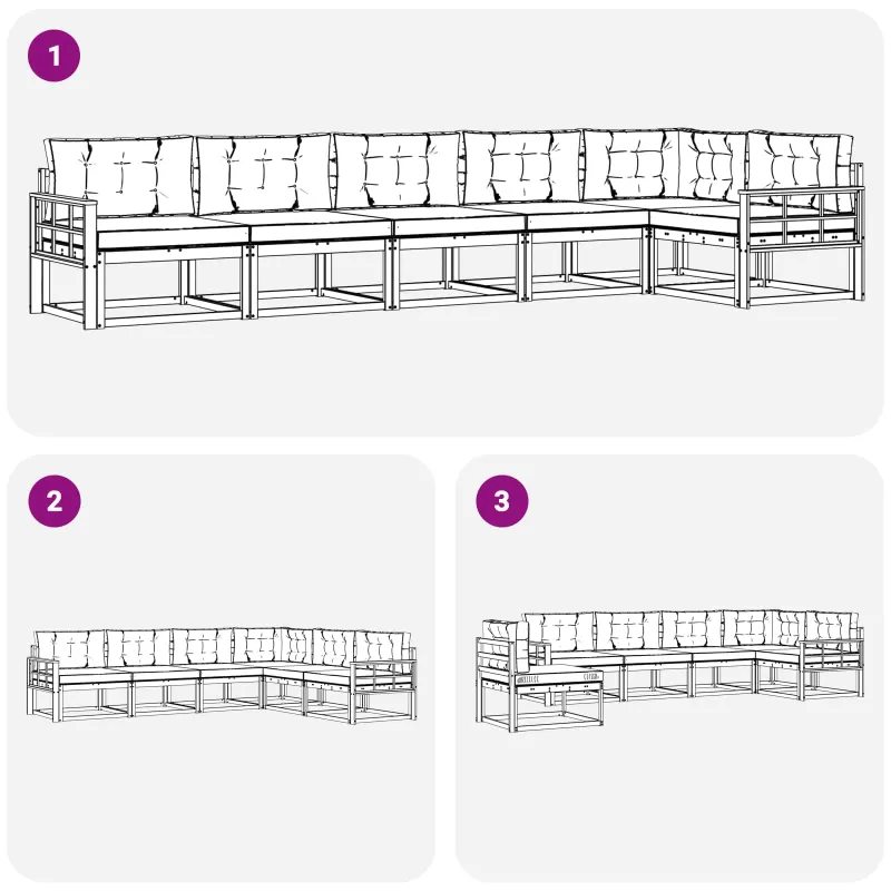 Lauko sofos komplektas 4 pcs Balta ir kreminė Poliesteris