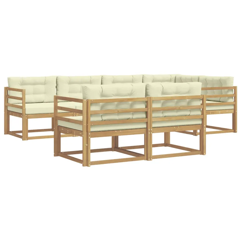 Lauko sofos komplektas 6 pcs Balta ir kreminė Poliesteris
