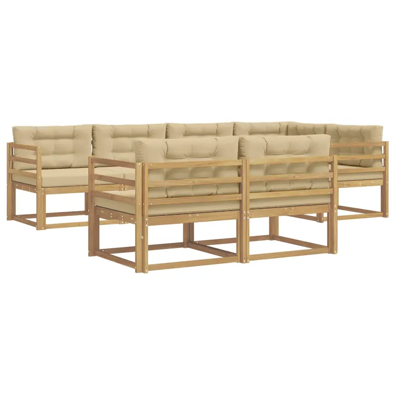 Lauko sofos komplektas 6 pcs Balta ir kreminė Poliesteris