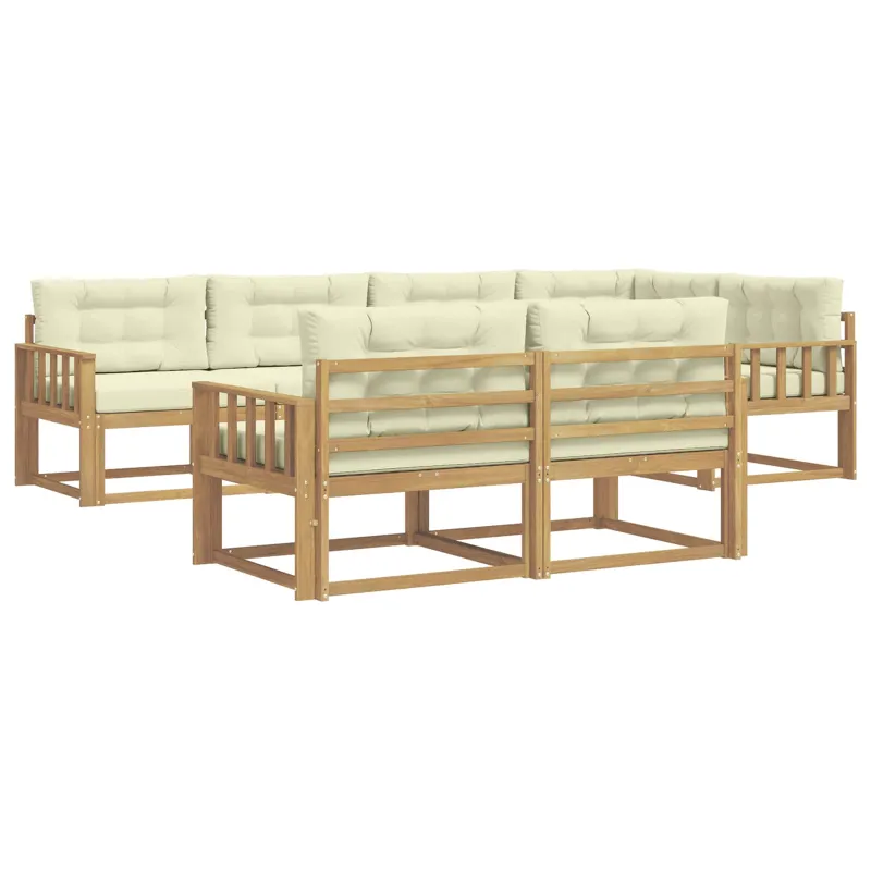 Lauko sofos komplektas 6 pcs Balta ir kreminė Poliesteris