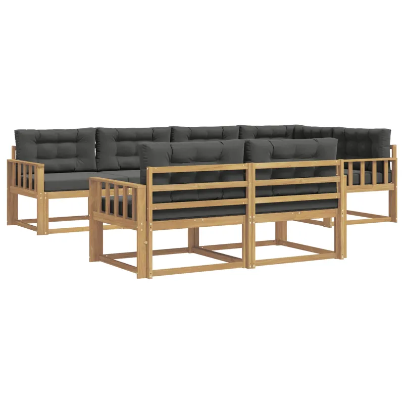 Lauko sofos komplektas 6 pcs Balta ir antracito Poliesteris
