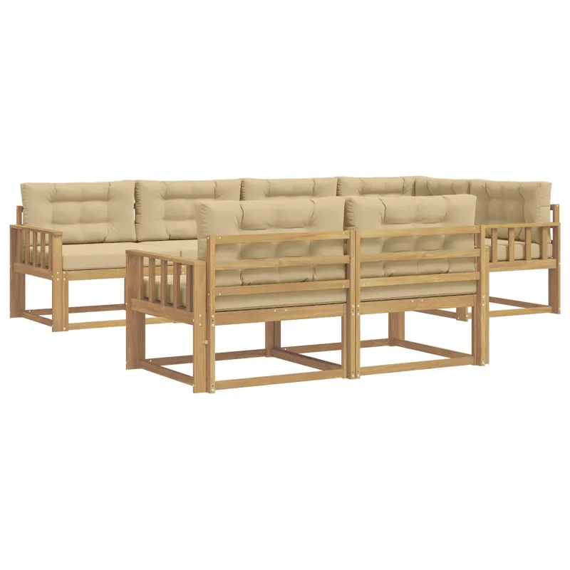 Lauko sofos komplektas 6 pcs Balta ir kreminė Poliesteris
