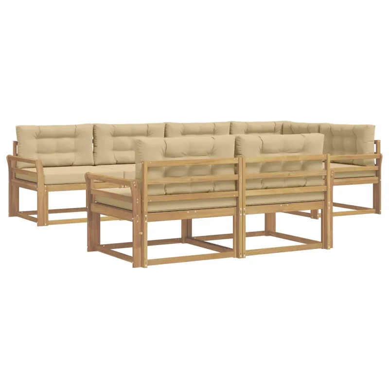 Lauko sofos komplektas 6 pcs Balta ir kreminė Poliesteris