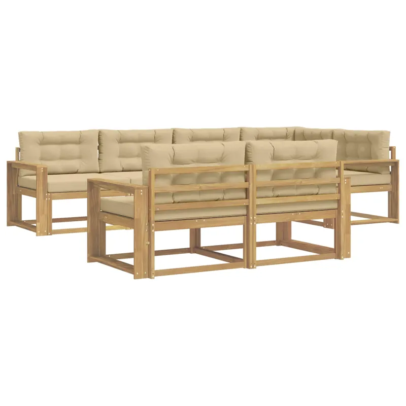 Lauko sofos komplektas 6 pcs Balta ir kreminė Poliesteris