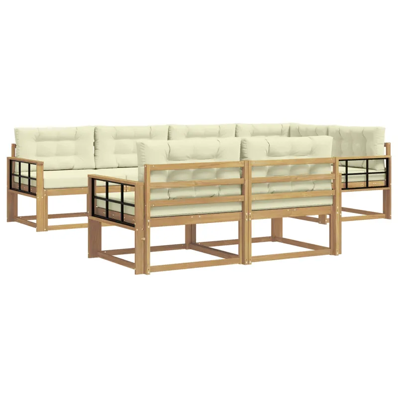 Lauko sofos komplektas 6 pcs Balta ir kreminė Poliesteris