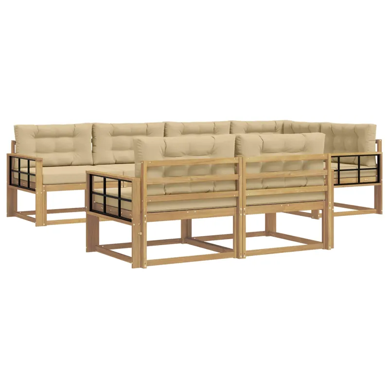 Lauko sofos komplektas 6 pcs Balta ir kreminė Poliesteris
