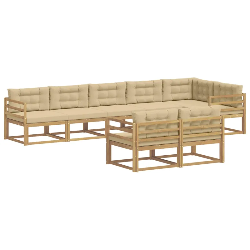 Lauko sofos komplektas 6 pcs Balta ir kreminė Poliesteris