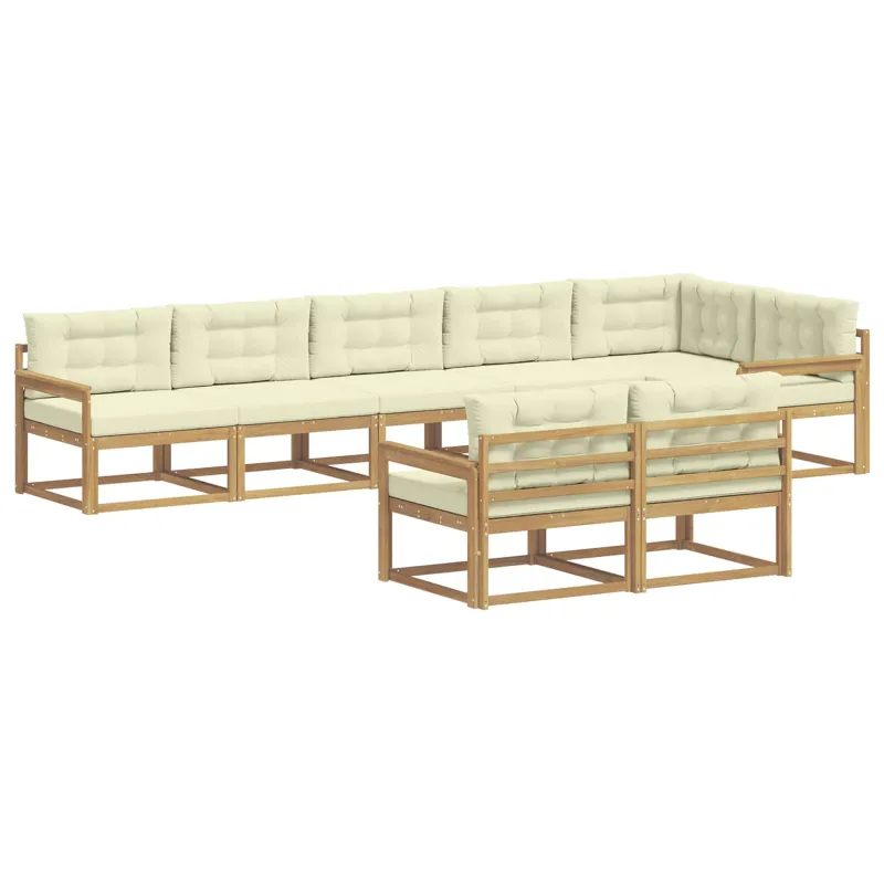 Lauko sofos komplektas 6 pcs Balta ir kreminė Poliesteris