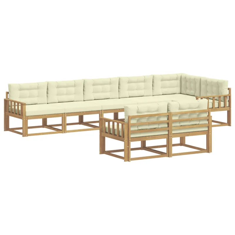 Lauko sofos komplektas 6 pcs Balta ir kreminė Poliesteris