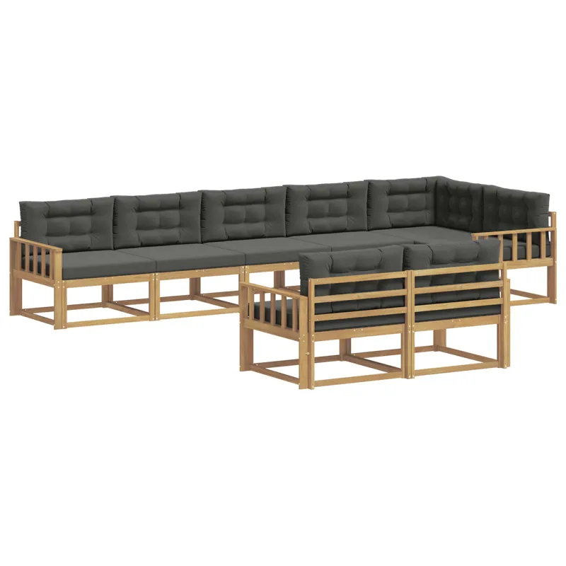 Lauko sofos komplektas 6 pcs Balta ir antracito Poliesteris