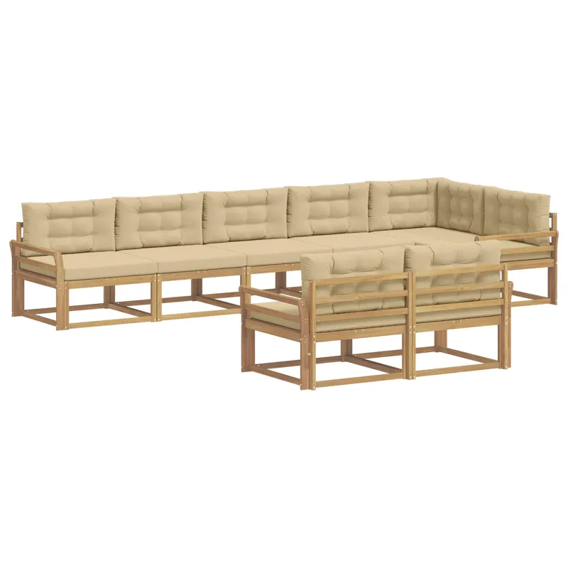 Lauko sofos komplektas 6 pcs Balta ir kreminė Poliesteris