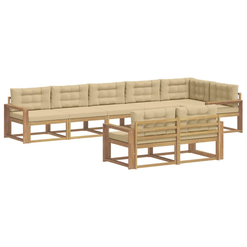 Lauko sofos komplektas 6 pcs Balta ir kreminė Poliesteris