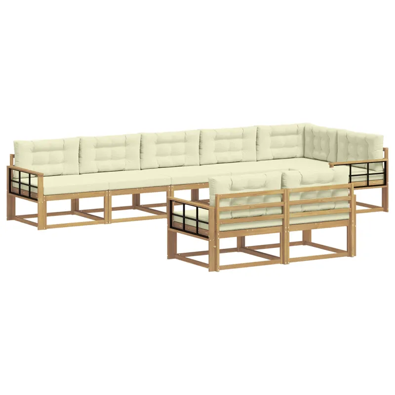 Lauko sofos komplektas 6 pcs Balta ir kreminė Poliesteris