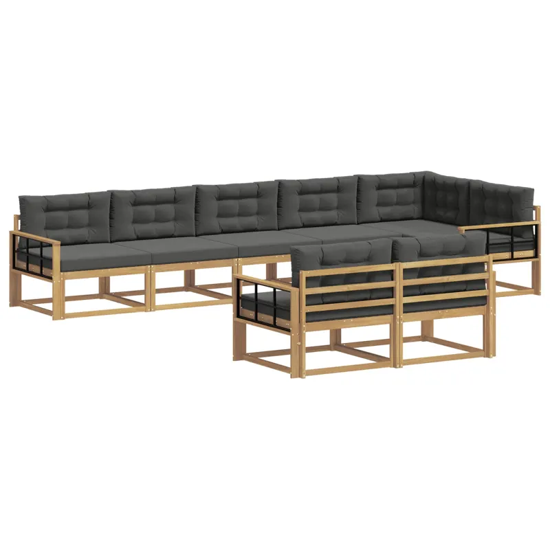 Lauko sofos komplektas 6 pcs Balta ir antracito Poliesteris